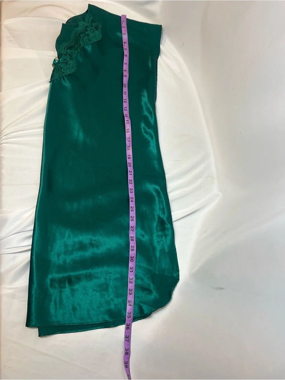 Vintage nightgown Satin Lace-Trim Sleep Chemise - Emerald Green